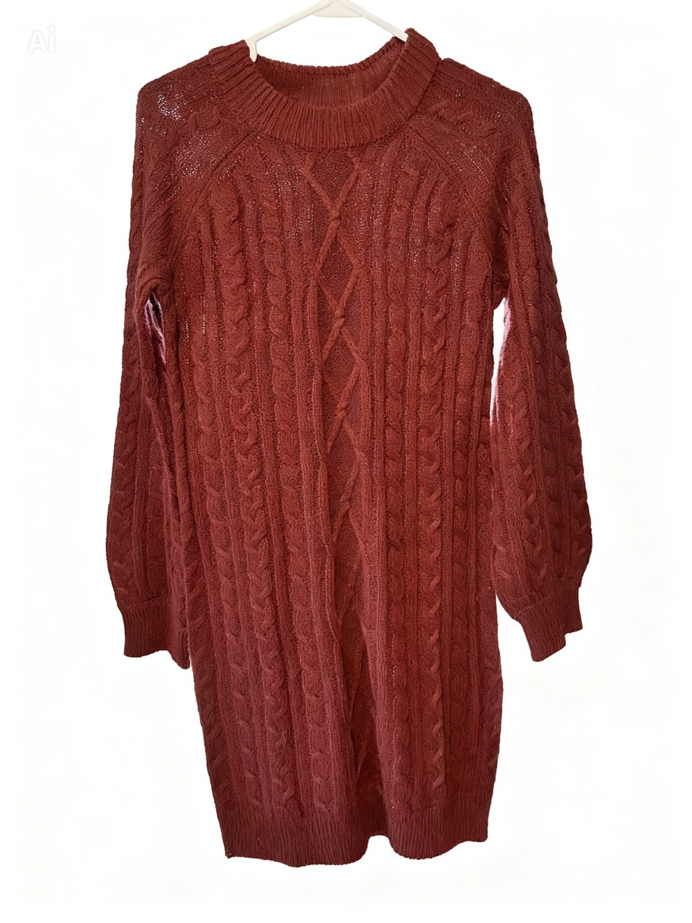 Guess Rust Cable Knit Sweater Dress